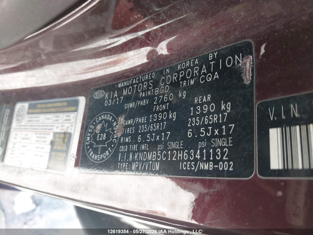 Aukcja sprzedaży 2017 Kia Sedona, vin: KNDMB5C12H6341132, numer aukcji: 12619354