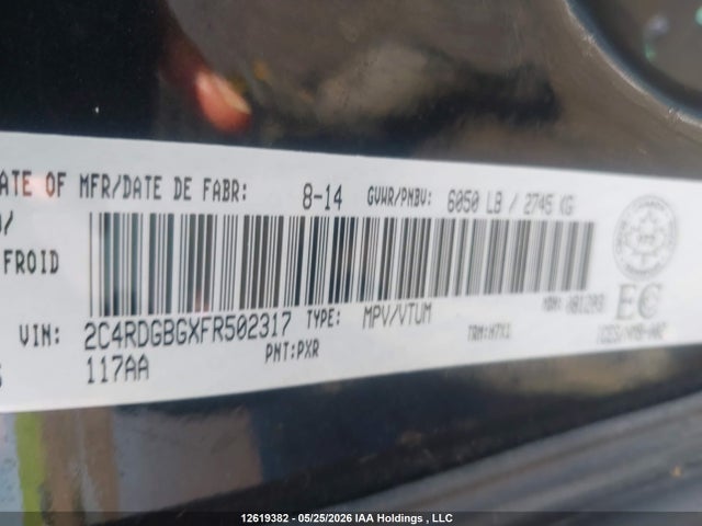 Dodge Grand Caravan Se 2015 2C4RDGBGXFR502317 Image 9