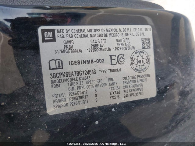 Продажа на аукционе авто 2011 Chevrolet Silverado K1500 Lt, vin: 3GCPKSEA7BG124643, номер лота: 12619384