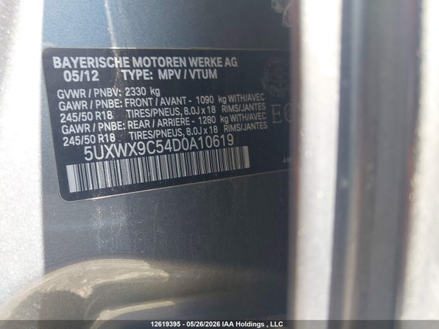 2013 Bmw X3 Xdrive28i მანქანა იყიდება აუქციონზე, vin: 5UXWX9C54D0A10619, აუქციონის ნომერი: 12619395