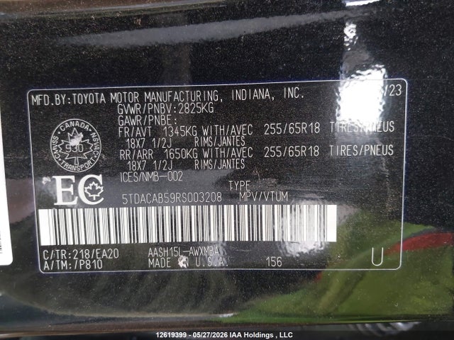 5TDACAB59RS003208 Toyota Grand Highlander Hybrid Xle