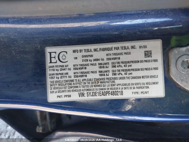 Tesla MODEL 3 2023 5YJ3E1EA0PF480218 Image 18