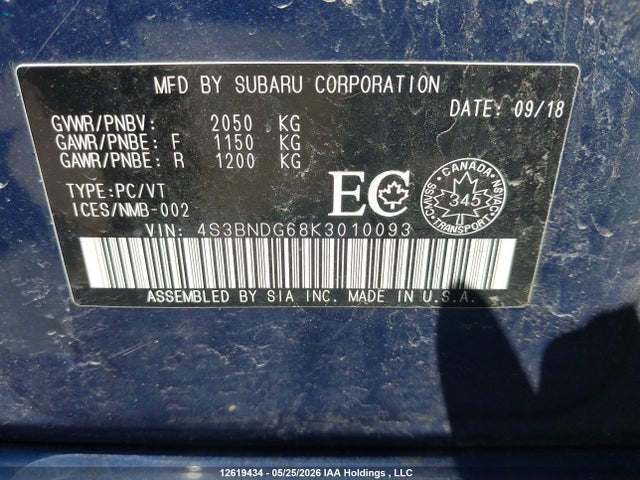 4S3BNDG68K3010093 Subaru Legacy 2.5i Touring