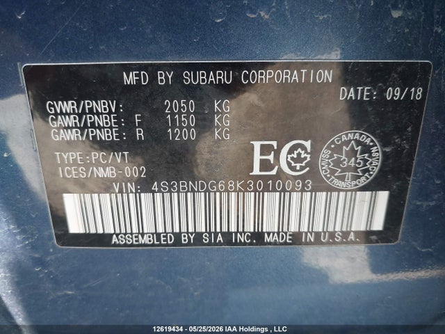 4S3BNDG68K3010093 Subaru Legacy 2.5i Touring