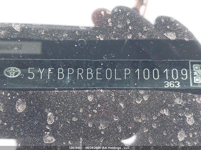 Aukcja sprzedaży 2020 Toyota Corolla, vin: 5YFBPRBE0LP100109, numer aukcji: 12619451