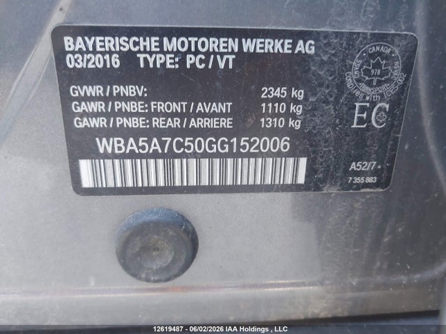 BMW 528 XI 2016 WBA5A7C50GG152006 Image 9