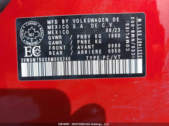 2024 Volkswagen Jetta Highline მანქანა იყიდება აუქციონზე, vin: 3VWGM7BUXRM008240, აუქციონის ნომერი: 12619497