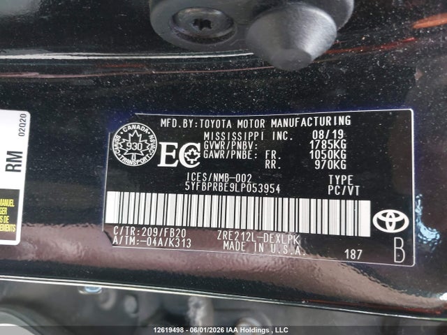 5YFBPRBE9LP053954 Toyota COROLLA LE