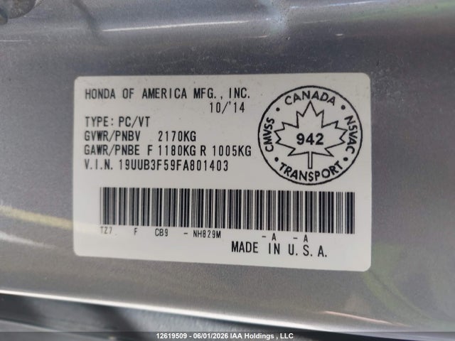 19UUB3F59FA801403 Acura TLX