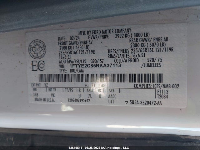 Ford Transit T-150 2024 1FTYE2C85RKA37113 Image 9