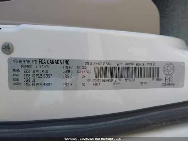 Продажа на аукционе авто 2017 Dodge Grand Caravan Cvp/sxt, vin: 2C4RDGBG8HR851415, номер лота: 12619523