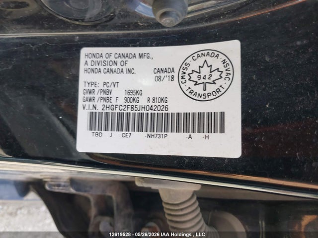 Aukcja sprzedaży 2018 Honda Civic Ex, vin: 2HGFC2F85JH042026, numer aukcji: 12619528