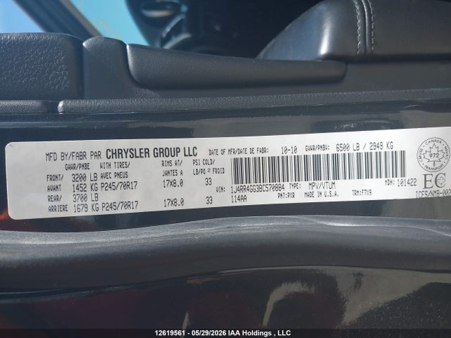 Продаж на аукціоні авто 2011 Jeep Grand Cherokee, vin: 1J4RR4GG3BC570884, номер лоту: 12619561