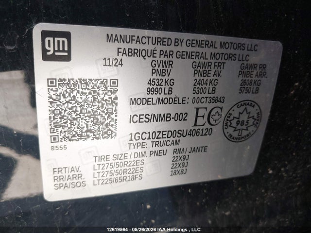 1GC10ZED0SU406120 Chevrolet Silverado Ev Extended Range Lt