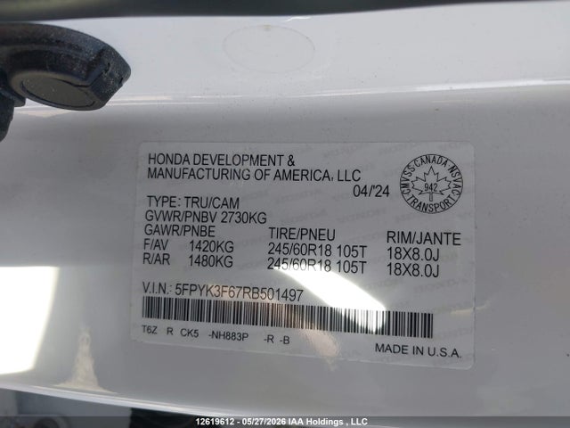 Honda Ridgeline 2024 5FPYK3F67RB501497 Image 9
