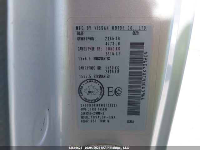 Auction sale of the 2021 Nissan Nv200 S/sv, vin: 3N6CM0KN1MK709204, lot number: 12619623
