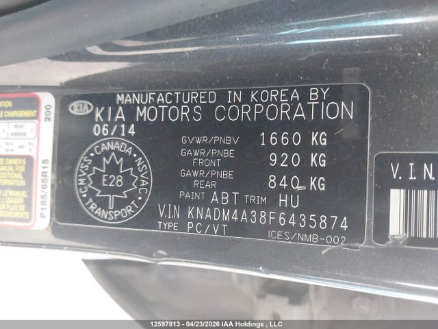 Продаж на аукціоні авто 2015 Kia Rio Ex/ex+/lx/lx+/sx, vin: KNADM4A38F6435874, номер лоту: 12597813