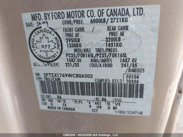 Продажа на аукционе авто 1998 Ford F-150 Lariat/standard/xl/xlt, vin: 2FTZX1769WCB06502, номер лота: 12602204