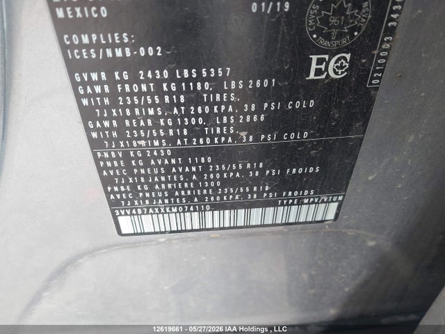 Продаж на аукціоні авто 2019 Volkswagen Tiguan Sel Premium/sel Premium R-line, vin: 3VV4B7AXXKM074110, номер лоту: 12619661