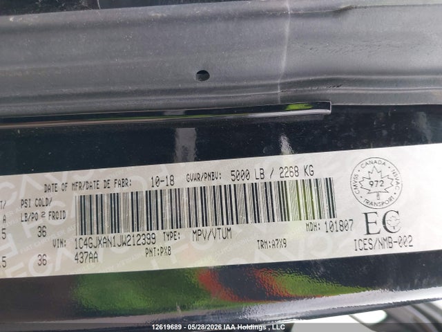 Aukcja sprzedaży 2018 Jeep Wrangler Sport, vin: 1C4GJXAN1JW212399, numer aukcji: 12619689