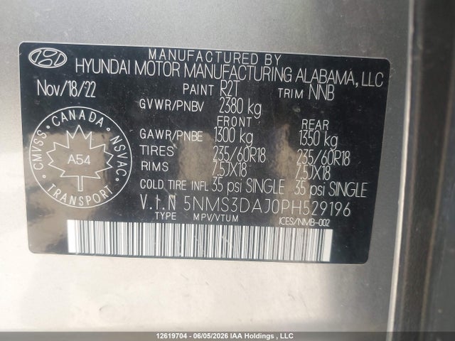 Продажа на аукционе авто 2023 Hyundai Santa Fe Preferred Awd With Trend Package, vin: 5NMS3DAJ0PH529196, номер лота: 12619704