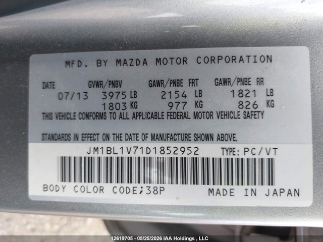 Продаж на аукціоні авто 2013 Mazda 3 I, vin: JM1BL1V71D1852952, номер лоту: 12619705