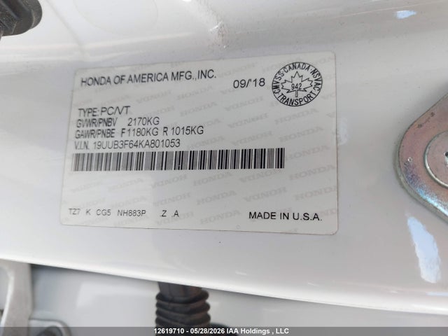 19UUB3F64KA801053 Acura Tlx Technology/a-spec