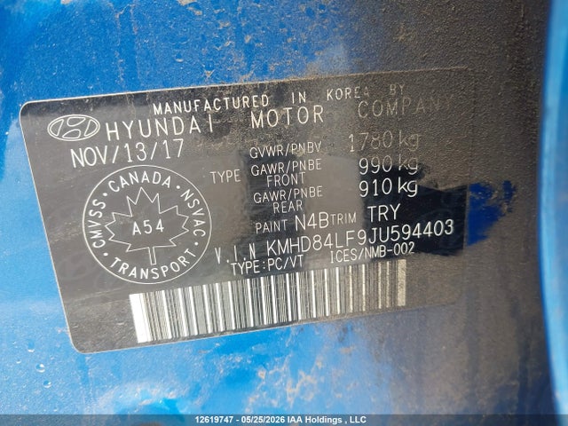 Продаж на аукціоні авто 2018 Hyundai Elantra Sel/value/limited, vin: KMHD84LF9JU594403, номер лоту: 12619747