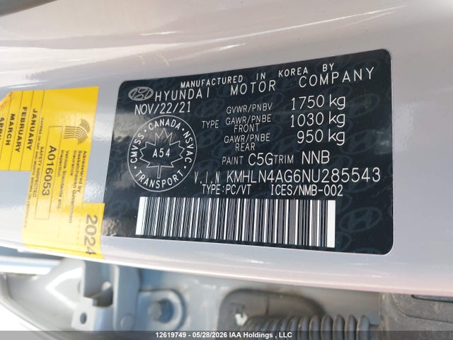 Продаж на аукціоні авто 2022 Hyundai Elantra Sel, vin: KMHLN4AG6NU285543, номер лоту: 12619749