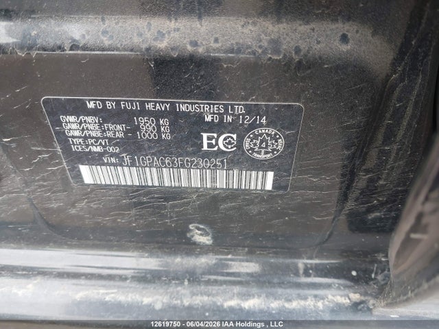 Продаж на аукціоні авто 2015 Subaru Impreza 2.0i Limited Package, vin: JF1GPAC63FG230251, номер лоту: 12619750