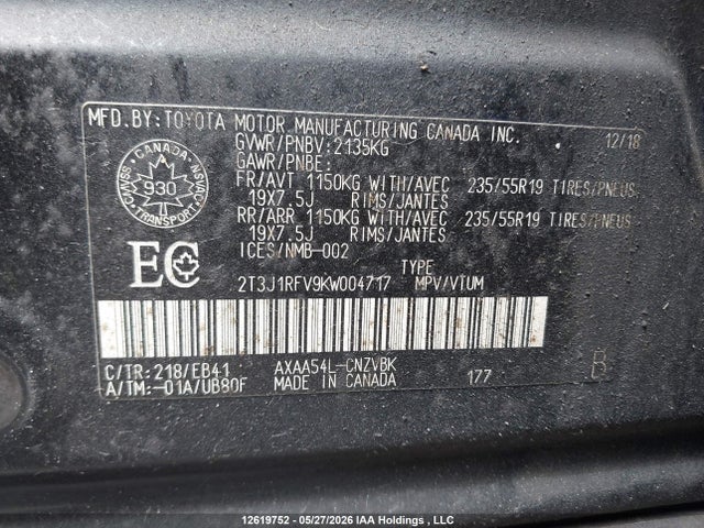 2T3J1RFV9KW004717 Toyota RAV4