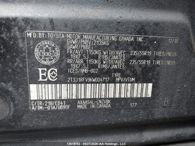 2T3J1RFV9KW004717 Toyota RAV4