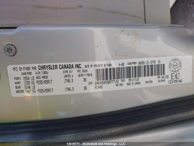 12619771 :رقم المزاد ، 2A8HR54P28R777142 vin ، 2008 Chrysler Town & Country Touring مزاد بيع