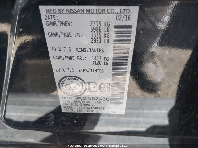 5N1AL0MM6GC502430 Infiniti QX60