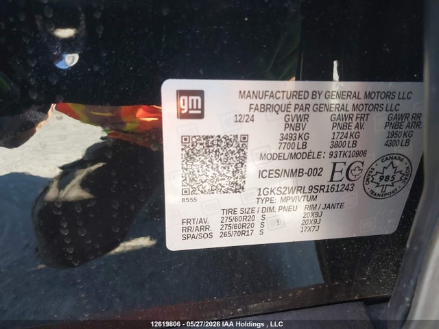 Продаж на аукціоні авто 2025 Gmc Yukon Xl, vin: 1GKS2WRL9SR161243, номер лоту: 12619806