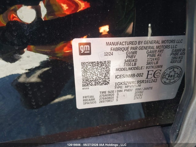 Продаж на аукціоні авто 2025 Gmc Yukon Xl, vin: 1GKS2WRL9SR161243, номер лоту: 12619806