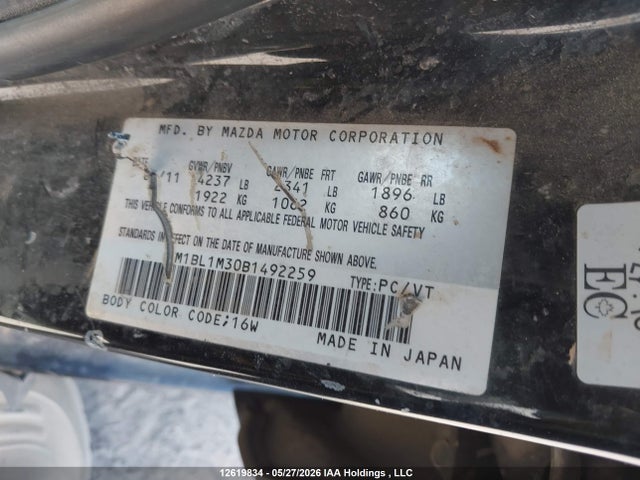 Aukcja sprzedaży 2011 Mazda Speed 3, vin: JM1BL1M30B1492259, numer aukcji: 12619834