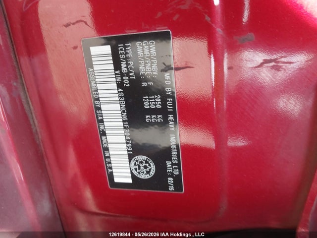 Aukcja sprzedaży 2015 Subaru Legacy 2.5i Limited Package, vin: 4S3BNCN61F3047991, numer aukcji: 12619844
