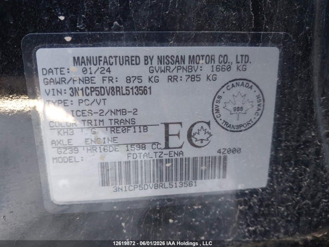 Aukcja sprzedaży 2024 Nissan Kicks Sr, vin: 3N1CP5DV8RL513561, numer aukcji: 12619872