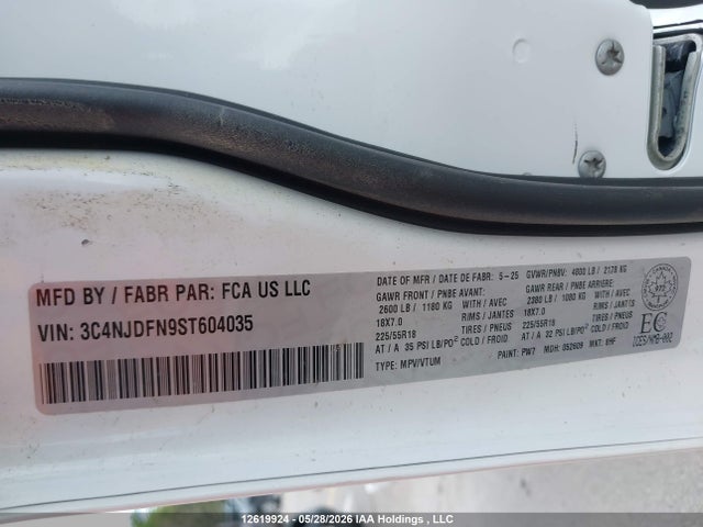 Aukcja sprzedaży 2025 Jeep Compass Latitude Lux, vin: 3C4NJDFN9ST604035, numer aukcji: 12619924