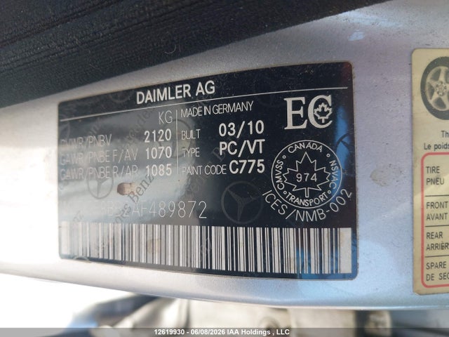 Продажа на аукционе авто 2010 Mercedes-benz C 300 4matic, vin: WDDGF8BB2AF489872, номер лота: 12619930