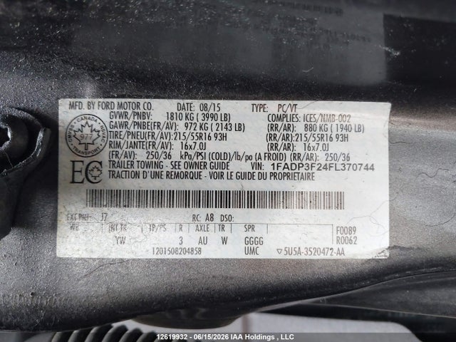 Ford Focus 2015 1FADP3F24FL370744 Image 9