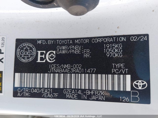 Aukcja sprzedaży 2024 Toyota Gr Corolla Core, vin: JTNABAAE3RA011477, numer aukcji: 12619934