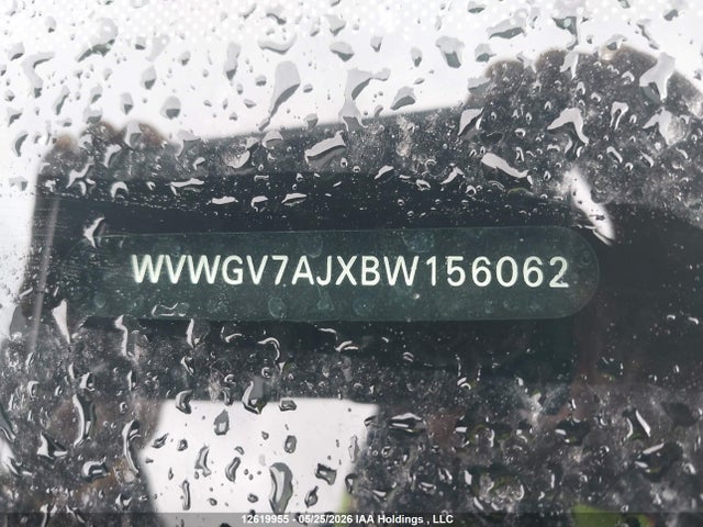 2011 Volkswagen Gti მანქანა იყიდება აუქციონზე, vin: WVWGV7AJXBW156062, აუქციონის ნომერი: 12619955