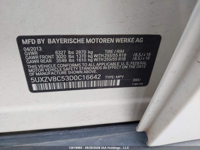 Продаж на аукціоні авто 2013 Bmw X5 Xdrive50i, vin: 5UXZV8C53D0C16642, номер лоту: 12619965