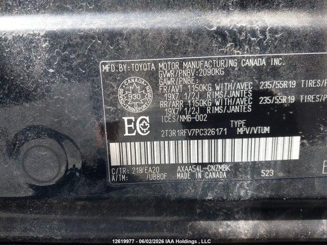 12619977 :رقم المزاد ، 2T3R1RFV7PC326171 vin ، 2023 Toyota Rav4 Xle مزاد بيع