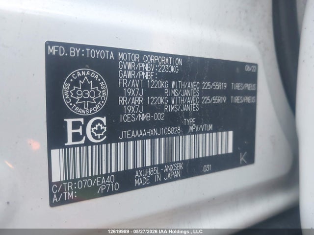 Toyota Venza 2022 JTEAAAAHXNJ108828 Image 17
