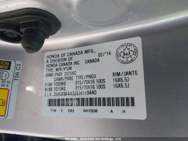 2HKRM4H32EH119440 Honda CR-V LX