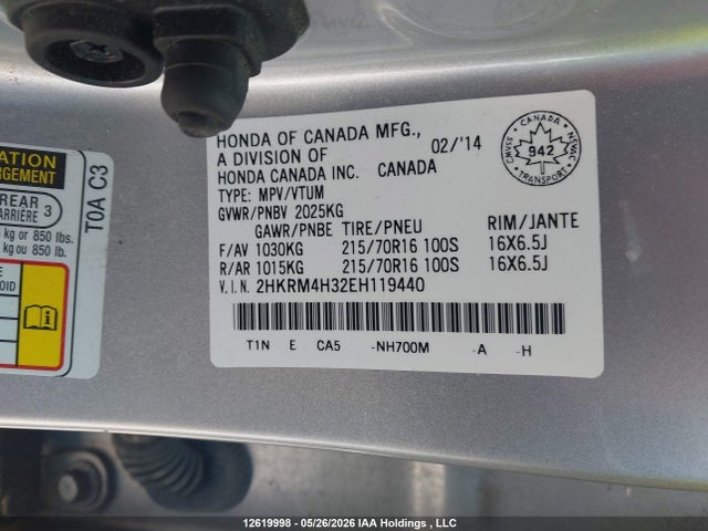 2HKRM4H32EH119440 Honda CR-V LX