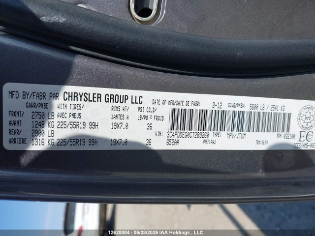 Продаж на аукціоні авто 2012 Dodge Journey R/t, vin: 3C4PDDEG0CT289260, номер лоту: 12620004
